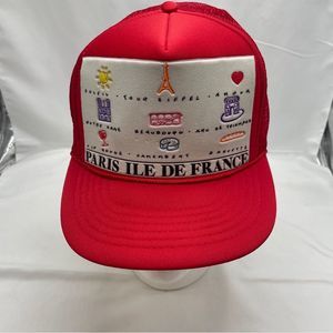 Paris ile de France vintage trucker style hat snapback foam red white mesh back